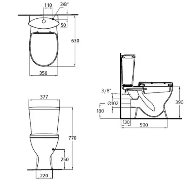 

Унитаз компакт «Ideal Standard» Oceane Junior W903801 с биде белый с сиденьем дюропласт белое