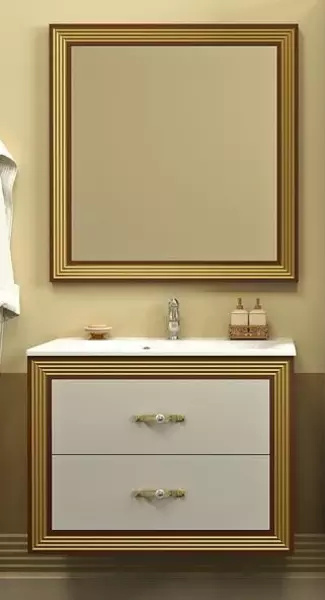 Мебель для ванной подвесная «Opadiris» Карат 80 слоновая кость с патиной золото - фото 1