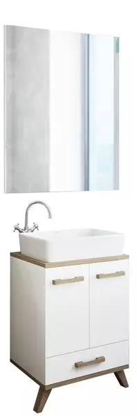 Мебель для ванной «Sanflor» Ингрид 60 белая/швейцарский вяз левая/правая - фото 1