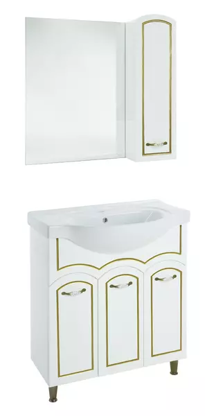 

Мебель для ванной «Bellezza» Амелия 80 белая с патиной золото