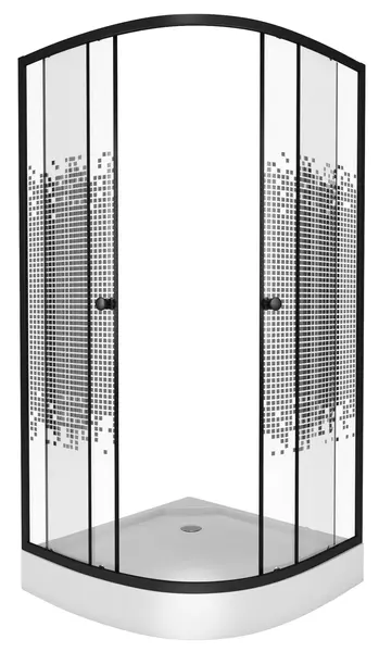 Душевой угол-ограждение «Niagara» NG- 007-14 Black 90/90 прозрачный-мозаика/чёрный с поддоном