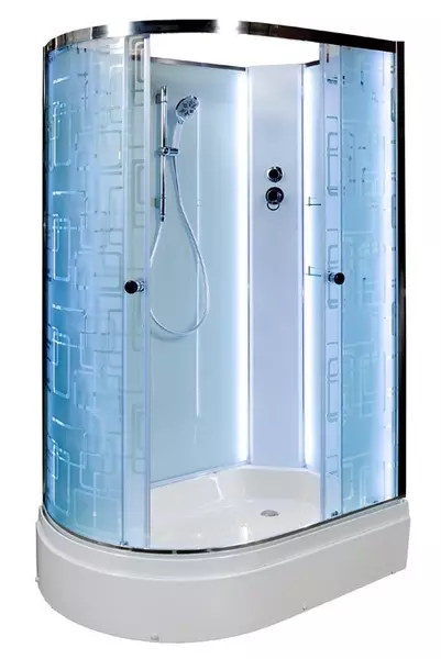 

Душевая кабина «Deto» EM-2712N LED 120/80 средний поддон матовая с рисунком/белая без крыши с электрикой правая