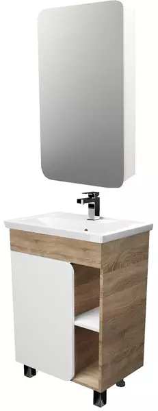 Мебель для ванной «1Marka» Nuvo 60 белая/дуб сонома - фото 1