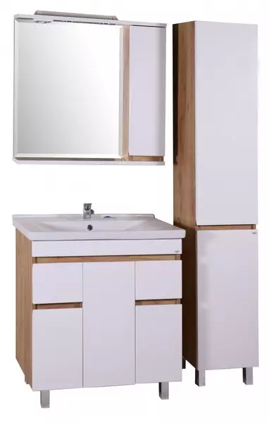 Мебель для ванной «ASB-Woodline» Марко 80 белая/дуб золотой - фото 1