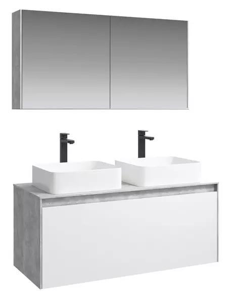 Мебель для ванной подвесная «Aqwella 5 Stars» Mobi 120 белая/бетон светлый