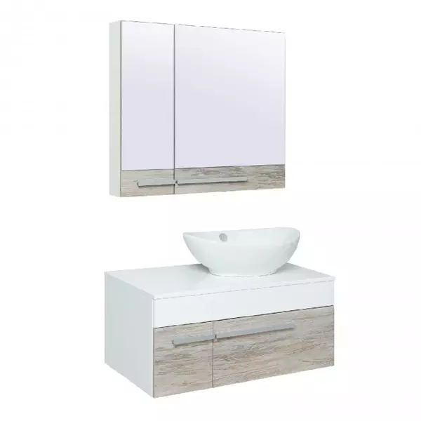 Мебель для ванной подвесная «Runo» Вудлайн 85 скандинавский дуб/белая - фото 1
