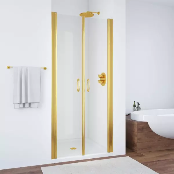 

Душевая дверь «Vegas Glass» E2P 75/189 прозрачная/глянцевое золото универсальная