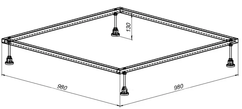 Каркас с ножками для поддона «Aquanet» 267176 98x98