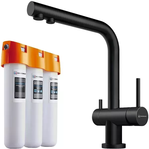 

Смеситель для кухни с подключением к фильтру «Omoikiri» Nagano GB+ Pure drop Lite графит