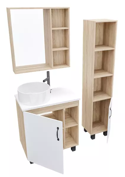 Мебель для ванной «Grossman» Флай 70 со столешницей белая/дуб сонома - фото 1