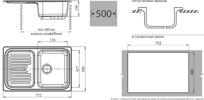 

Мойка для кухни «GranFest» Standart GF-S780L 78/50 искусственный камень белая