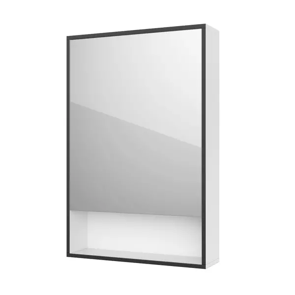 Зеркальный шкаф «Spectrum» Грано 50 арт.10 без света серый/белый левый