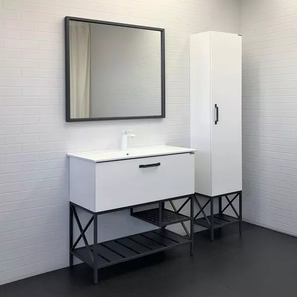 Мебель для ванной «Comforty» Бредфорд 90 белый глянец/чёрная
