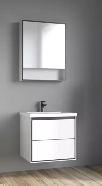 Мебель для ванной подвесная «Spectrum» Грано 60 арт.115 белая-серая/белая - фото 1