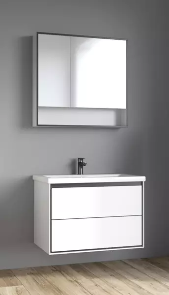 Мебель для ванной подвесная «Spectrum» Грано 80 арт.115 белая-серая/белая - фото 1