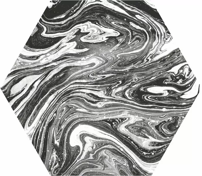 Напольная плитка «ITT Ceramic» Ebru Hexa Shiny 26,7x23,2 00000016250 чёрно-белый