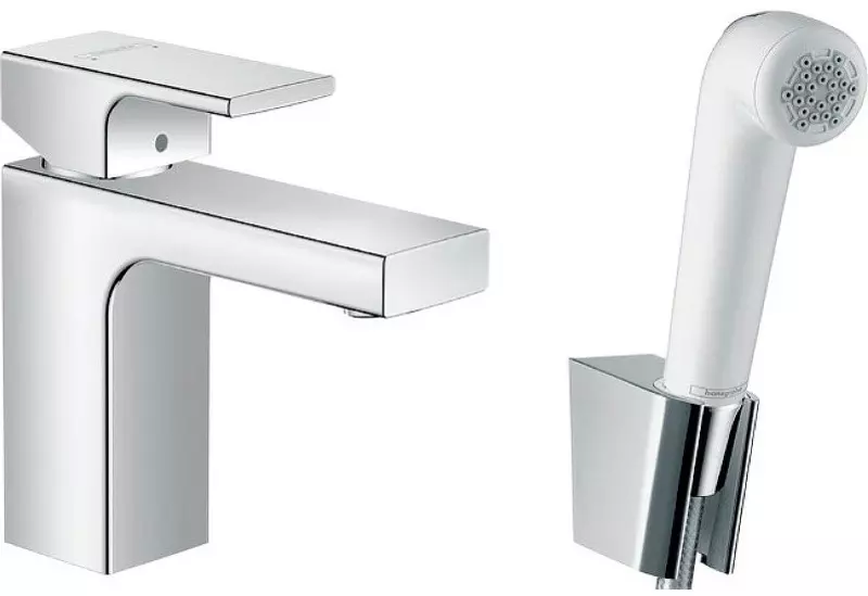 

Смеситель для раковины с гигиеническим душем «Hansgrohe» Vernis Shape 71216000 хром