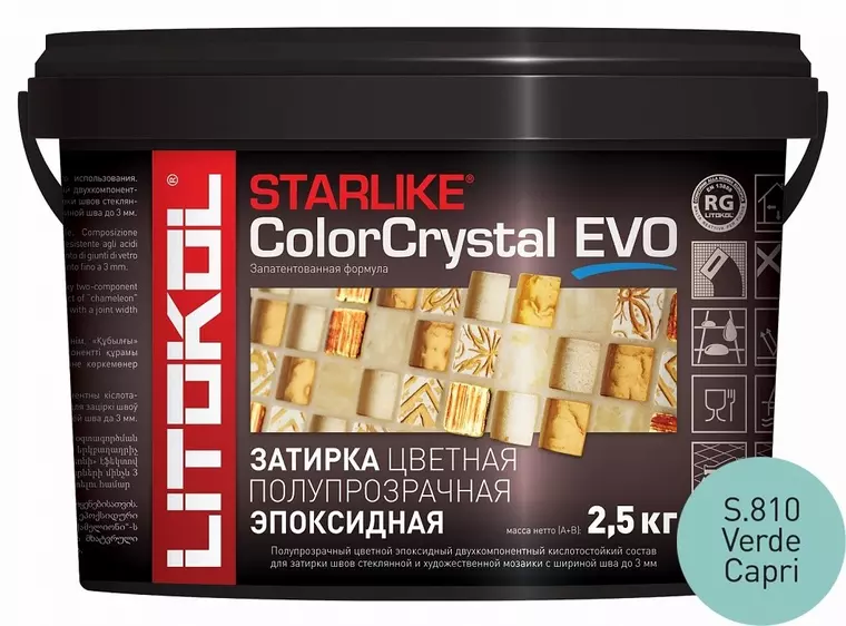 

Эпоксидная затирка «Litokol» Starlike Color Crystal Evo S.810 Verde Capri 2,5 кг 485480002