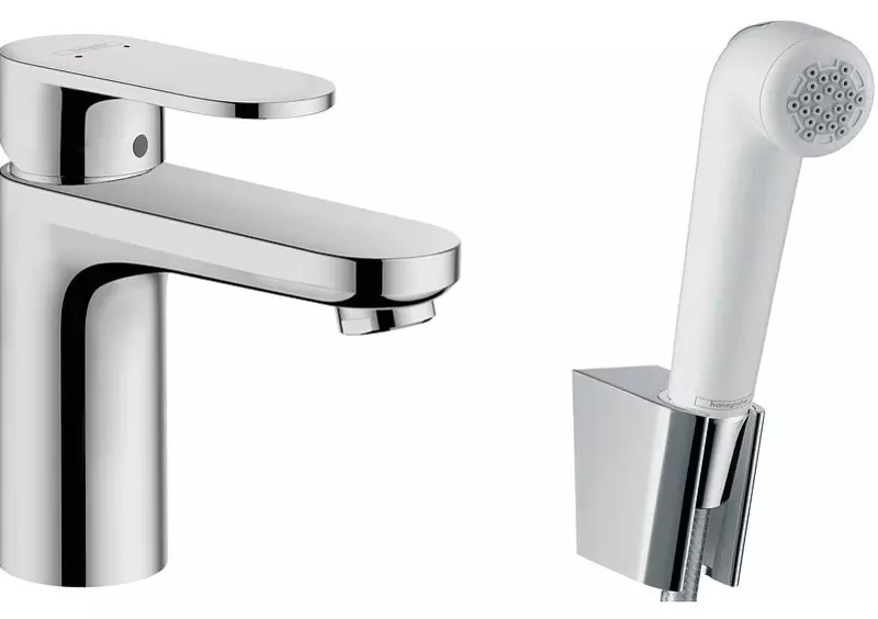 Смеситель для раковины с гигиеническим душем «Hansgrohe» Vernis Blend 71215000 хром