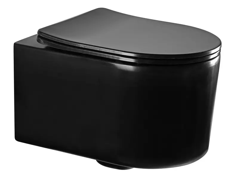 Подвесной унитаз безободковый «Акватек» Мия AQ2004-MB черный с сиденьем дюропласт с микролифтом чёрное, цвет чёрный