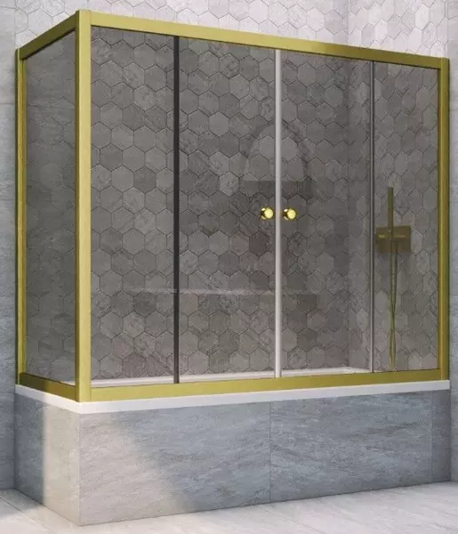 

Шторка на ванну стеклянная «Vegas Glass» Z2V+ZVF Novo 180/70 графит/золото матовое универсальная