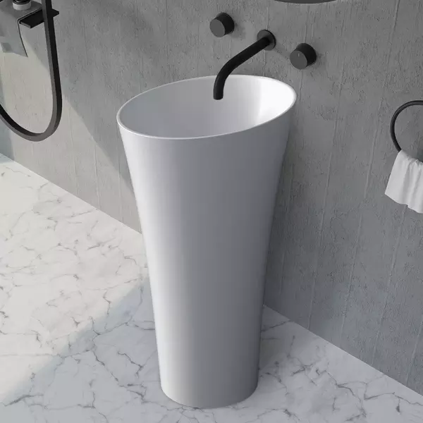 

Раковина «Abber» Stein 50/50 AS2509 искусственный камень белый матовый с донным клапаном