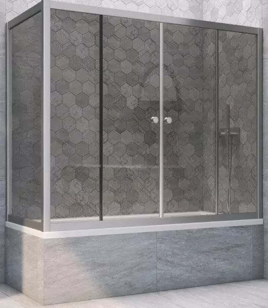 

Шторка на ванну стеклянная «Vegas Glass» Z2V+ZVF Novo 175/80 графит/хром матовая универсальная