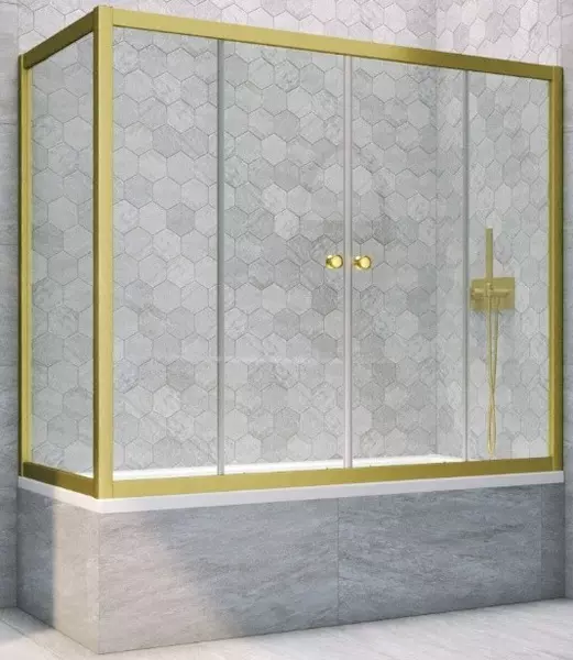 

Шторка на ванну стеклянная «Vegas Glass» Z2V+ZVF Novo 190/75 Crystal vision/золото матовое универсальная