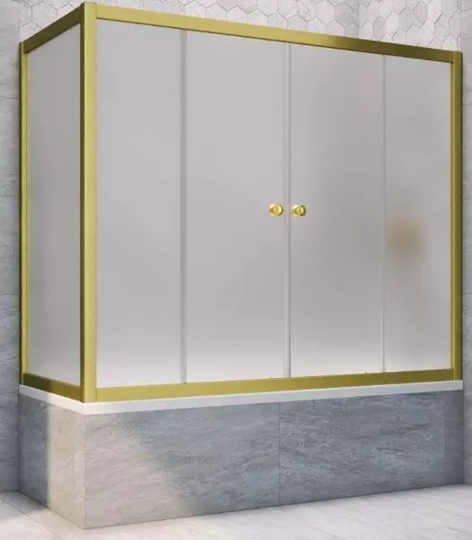 

Шторка на ванну стеклянная «Vegas Glass» Z2V+ZVF Novo 195/85 сатин/золото матовое универсальная