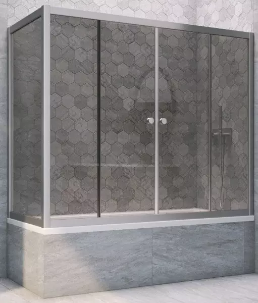 

Шторка на ванну стеклянная «Vegas Glass» Z2V+ZVF Novo 200/85 графит/хром матовая универсальная