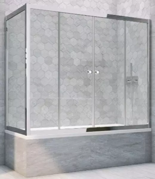 

Шторка на ванну стеклянная «Vegas Glass» Z2V+ZVF Tur Novo 165/90 Crystal vision/хром глянцевая универсальная