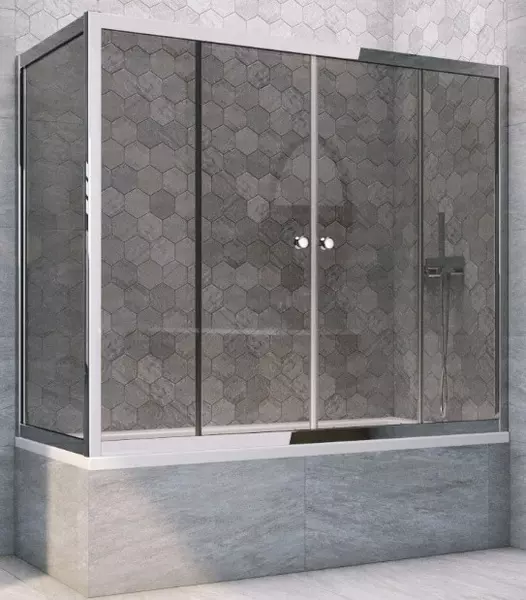 

Шторка на ванну стеклянная «Vegas Glass» Z2V+ZVF Tur Novo 175/75 графит/хром глянцевая универсальная
