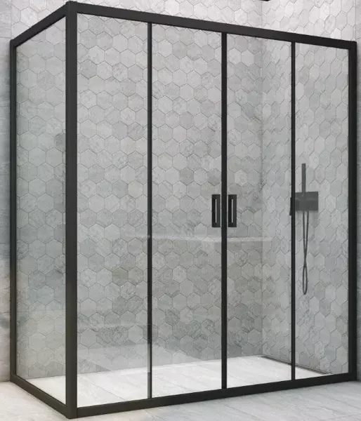 

Душевой угол-ограждение «Vegas Glass» Z2P+ZPV Novo h2000 220/95 Crystal vision/чёрный матовый без поддона универсальный