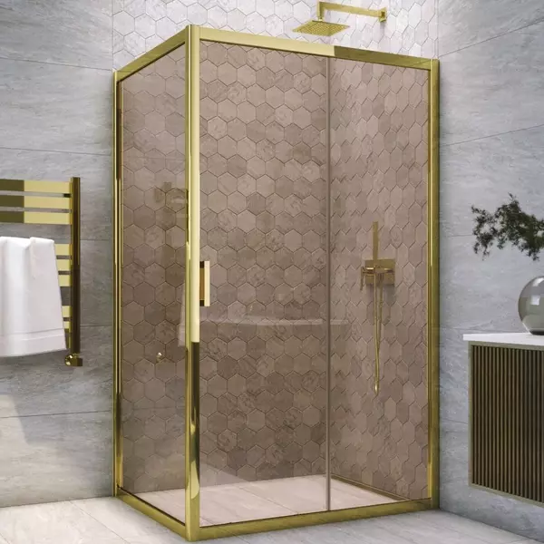 

Душевой угол-ограждение «Vegas Glass» ZP+ZPV TUR NOVO h1900 100/85 бронза/золото без поддона универсальный