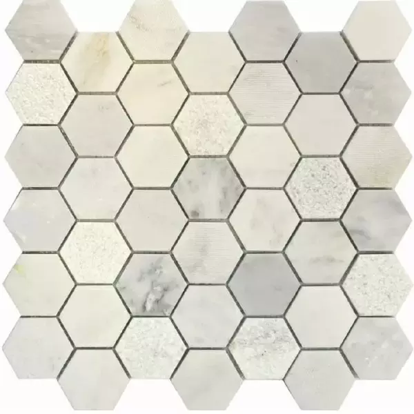 Мозаика «Q-Stones» QS-Hex003-3f-48P/10 Glossy 30,5x30,5 78799385 серый