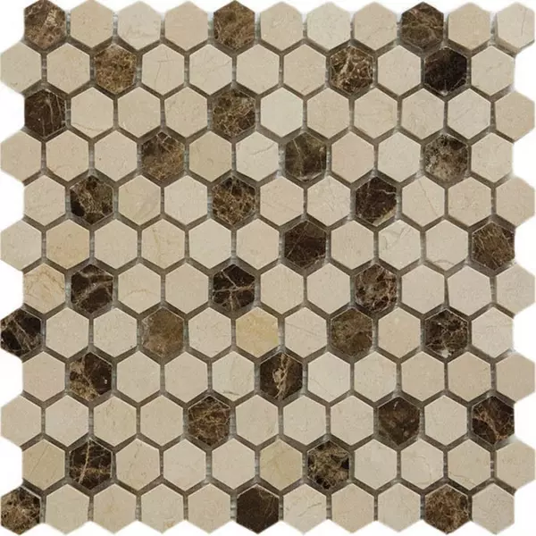 Мозаика «Q-Stones» QS-Hex027-25P/10 Glossy 30,5x30,5 78799211 бежево-коричневый