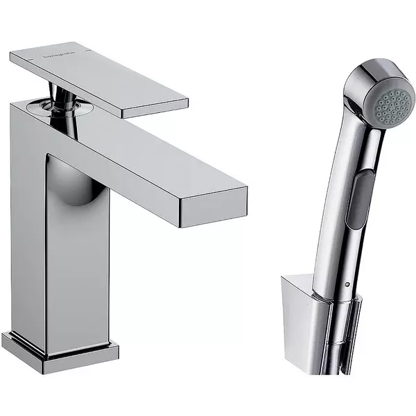 Смеситель для раковины с гигиеническим душем «Hansgrohe» Tecturis E 73210000 с донным клапаном хром