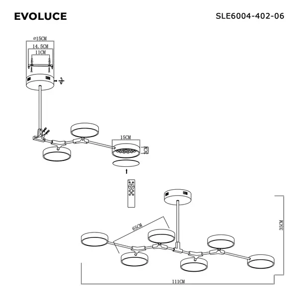 SLE6004-402-06 Светильник потолочный Черный, Латунь/Черный LED 6*10W MONTA · Evoluce, SLE6004-402-06