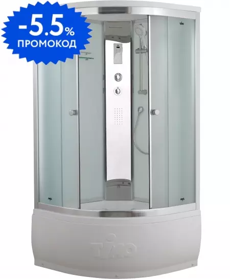 Душевая кабина «Timo» Comfort T-8800 100/100 высокий поддон Fabric Glass/белая с гидромассажем и электрикой