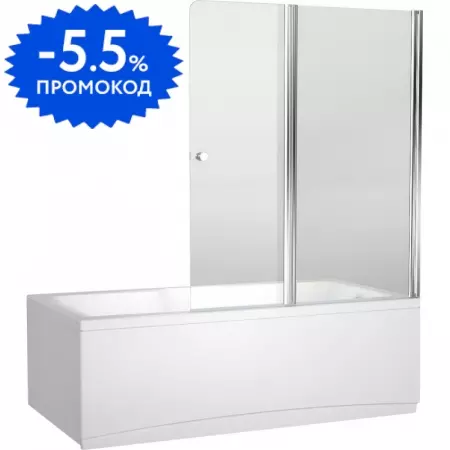 Шторка на ванну стеклянная «Aquanet» NF6222-pivot Alfa 4 122/140 прозрачная/хром универсальная