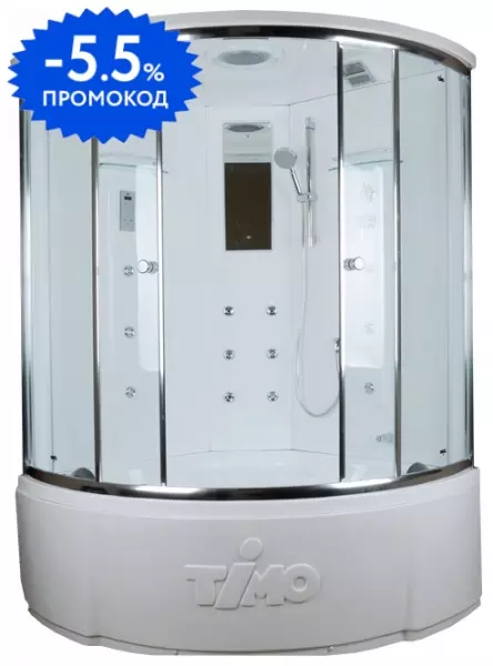 Душевой бокс «Timo» Lux T-7725 120/120 с ванной прозрачный/белый с гидромассажем и электрикой