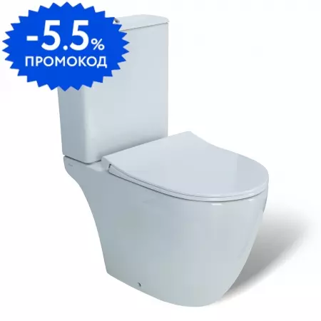 Унитаз компакт безободковый «Vitra» Sento 9830B003-7204 белый с сиденьем дюропласт с микролифтом белый