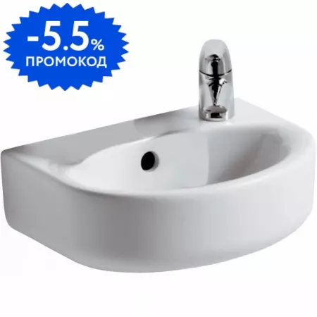 Раковина «Ideal Standard» Connect Arc 35/26 R E791501 фарфоровая белая правая