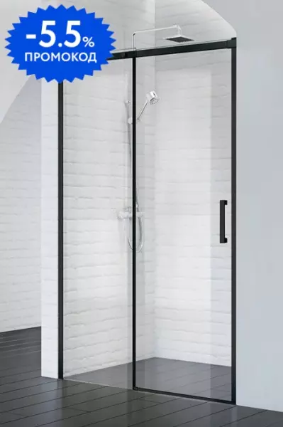 Душевая дверь «Belbagno» ACQUA-BF-1-120-C-NERO 120/195 прозрачная/чёрная универсальная