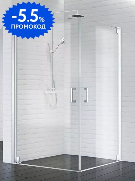 Душевой угол-ограждение «Belbagno» MARMI-AH-2-80/100-C-Cr прозрачный/хром без поддона универсальный