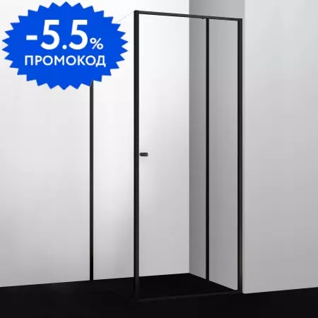 Душевой угол-ограждение «WasserKRAFT» Dill 61S19 100/100 прозрачный/чёрный без поддона универсальный