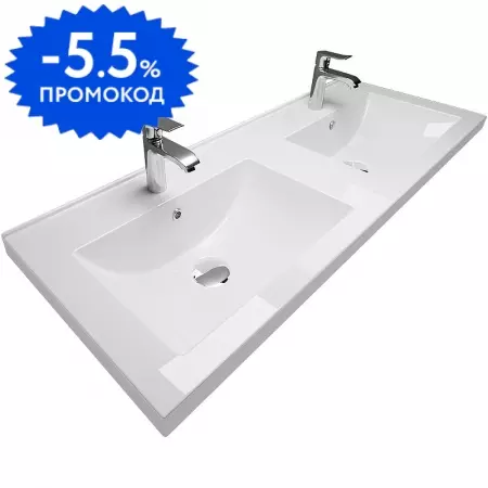 Раковина двойная «Marka One» Duo 120/44 У99050 Polytitan белая