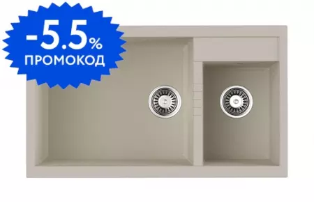 Мойка для кухни «Omoikiri» Tedori 86 2 LB EV 86/50 искусственный камень эверест