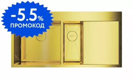 Мойка для кухни «Omoikiri» Akisame 100 2 LG L 100/51 нержавеющая сталь светлое золото левая