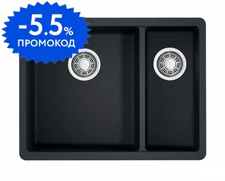 Мойка для кухни «Omoikiri» Kata 55 2 U BL 55/42 искусственный камень чёрная